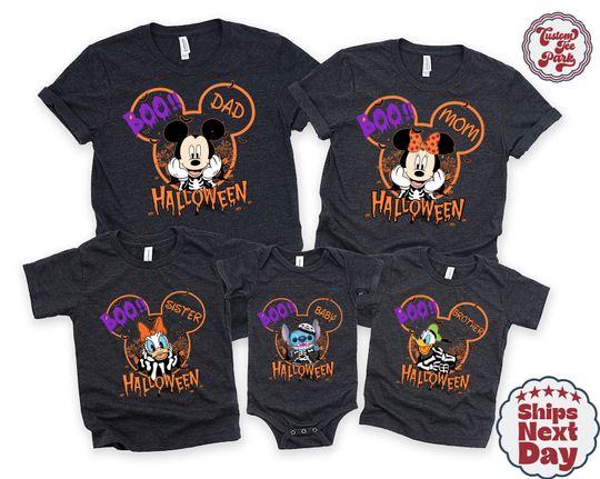 Disney Halloween Characters Shirt, Custom Family Disney Halloween 2024 T-Shirt, Boo Disney Halloween Tee, Family Disney Halloween Trip Shirt