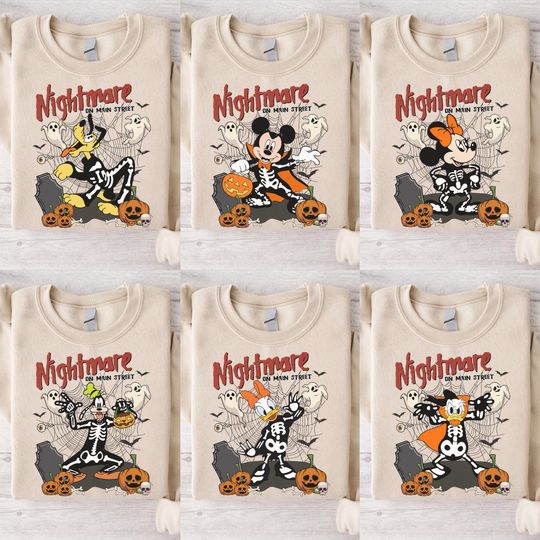 Discover Nightmare On Main Street Disneyworld Sweatshirt,  Halloween Mickey Minnie Pumpkin Sweater,Disneyland Halloween Shirt, Halloween Sweatshirt