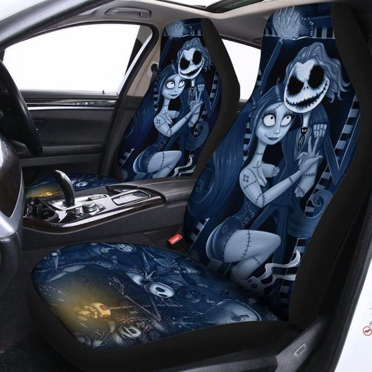 Jack And Sally Seat Cover, Nightmare Before Christmas Seat Protector, Horror Movies Carseat Cover, Auto Seat Covers, Halloween Gift