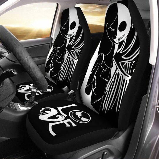 Discover Jack And Sally Car Seat Covers, Nightmare Car Seat Covers, Halloween Car Seat Covers, Horror Movies Seat Protector, Front Seat Covers