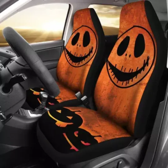 Jack Skellington Face Nightmare Before Xmas Halloween Vintage Car Seat Covers
