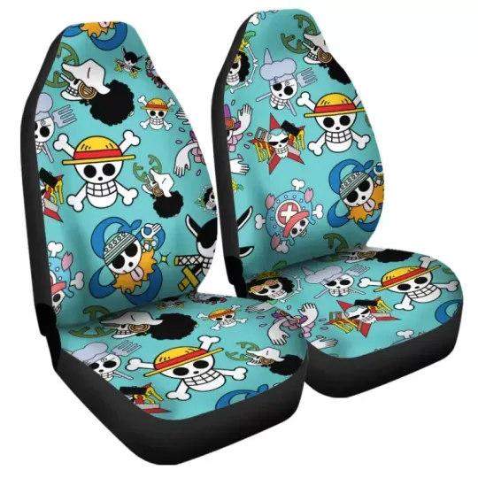 Discover Jolly Roger Pirate Car Seat Cover Set of 2, Halloween Car Seat Cover