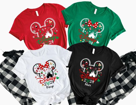 2024 Disney Castle Christmas Shirts,Christmas Family Tee,Disney Family Shirt,Disney Holly Jolly,Disney Holiday Shirt,Disneyland Christmas