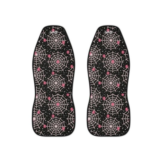 Discover Pink and Black Spider Car Seat Covers Set, Car seat covers for women, Car seat covers for vehicle, Halloween car accessories