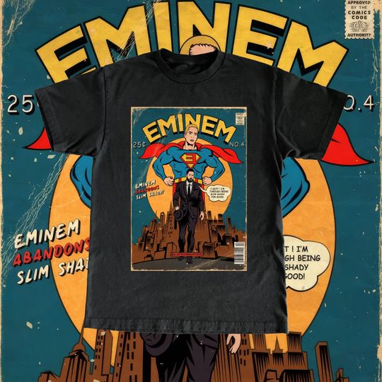 Discover Vintage Eminem T Shirt - High Quality Tee Comic Book Retro Vintage Design Fan Rapper Gift