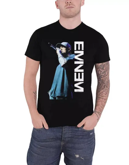 Eminem T Shirt Mic Pose Marshall Mathers Logo Slim Shady
