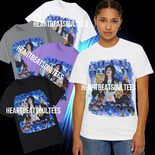 Discover Billie Eilish Shirt, Billie Eilish Bootleg Tee, Billie Eilish Vintage Tshirt,Billie Eilish Merch, Fan made, Unisex Garment-Dyed T-shirt