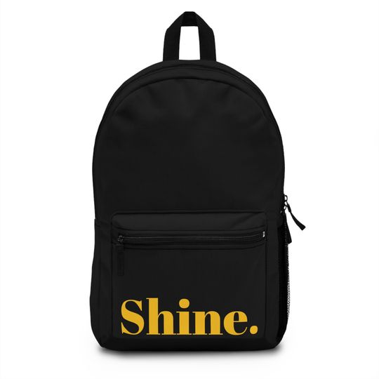 Discover Shine Backpack (Black/ Yellow), Black and Yellow School Bag, School Spirit Bag, Gift for Teen, Gift for School, Encouraging Word Bag