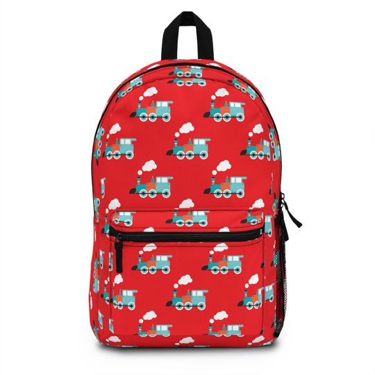 Discover Train Backpack Red Backpack Blue Train Backpack, Red Train Backpack, Matching Drink Bottle, Travel Backpack, Train Lover Gift