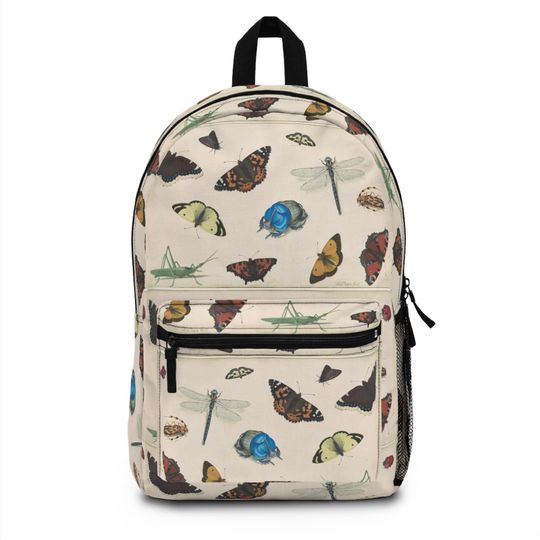Entomology Backpack, Sheet of Studies of a Dragonfly, Grasshopper, Butterflies, Moths, and Beetles, Environmentalist Gift,Science Gift