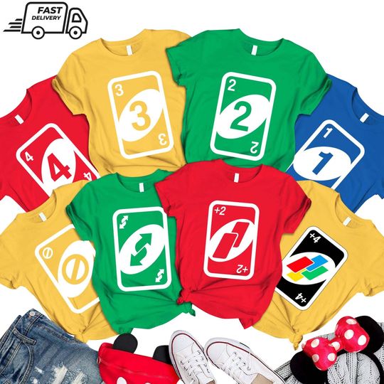 Uno Card Group Shirts, Halloween Costume Shirt, Uno Board Game Matching Halloween Costume, Family Halloween Costumes, Uno Family Matching