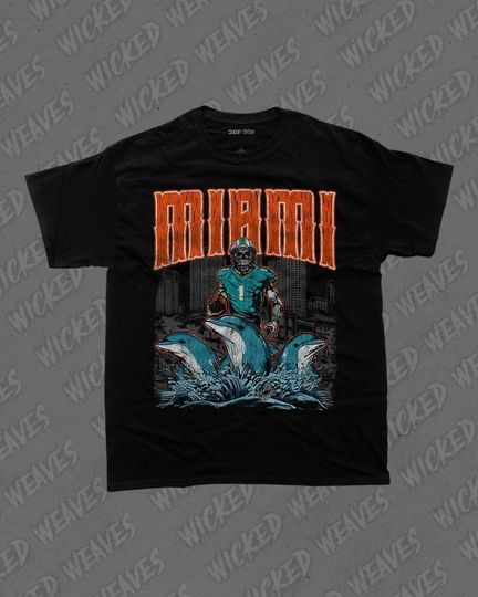 Discover MIAMI Football Shirt, Unisex T-Shirt, Skeleton Tee, football Fan Apparel, Dolphins Graphic Tee, Sports Gift