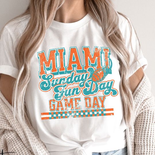 Discover Miami Football Fan T-Shirt, Miami Football Shirt Vintage Miami Football Shirt, Retro Miami Football Women Shirt, Miami Florida Football Gift