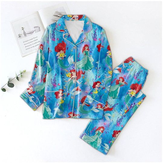 Discover Halloween Disney Ariel Princess Pajamas Set, The Little Mermaid Shirt, Women Holiday Pajamas, Disneyland Sleepwear, Magic Kingdom Gift