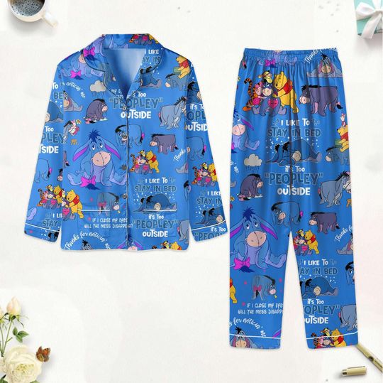 Discover Halloween Disney Eeyore Pajamas Set, Winnie The Pooh Shirt, Cartoon Women Pajamas, Cute Long Sleeve Pajamas, Magic Kingdom Gift