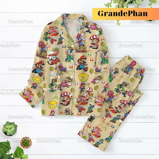 Super Mario Pajamas Set, Mario Bridesmaid Pajamas, Mario Pajamas Family, Mario Pajamas Pants, Luigi And Mario, Christmas Pajamas Party