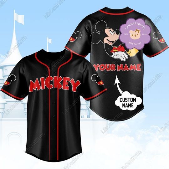 Discover Halloween Mickey Mouse Custom Baseball Jersey, Mickey Mouse Shirt, Disney World Shirt, Cartoon Baseball Jersey, Mickey Lovers Gift