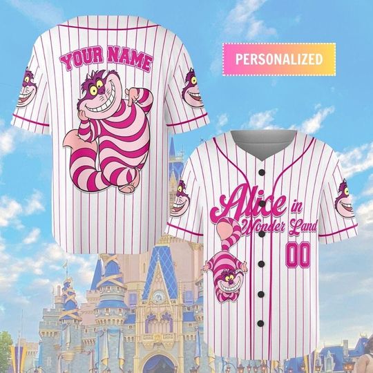 Cheshire Cat Baseball Jersey, Alice In Wonderland Shirt, Cheshire Cat Jersey Shirt, Disneyland Baseball Shirt, Alice In Wonderland Gift
