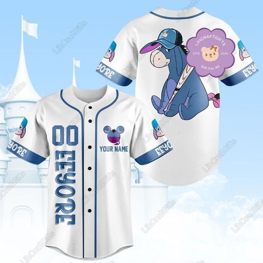 Discover Halloween Eeyore Personalized Baseball Shirt, Winnie The Pooh Jersey, Disney Eeyore Jersey, Cartoon Jersey Shirt, Cute Athletic Jersey