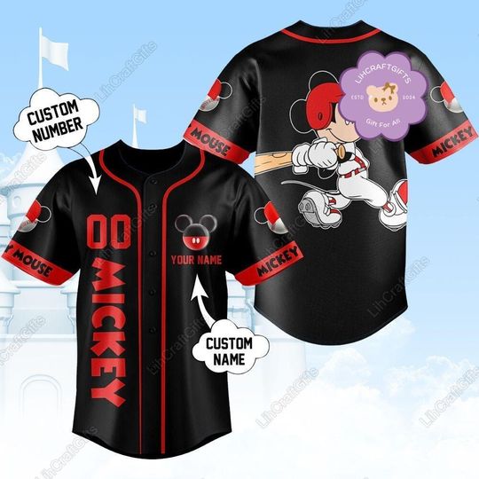 Discover Halloween Mickey Mouse Baseball Jersey, Mickey Mouse Shirt, Disney World Jersey Shirt, Cartoon Baseball Jersey, Mickey Mouse Gift