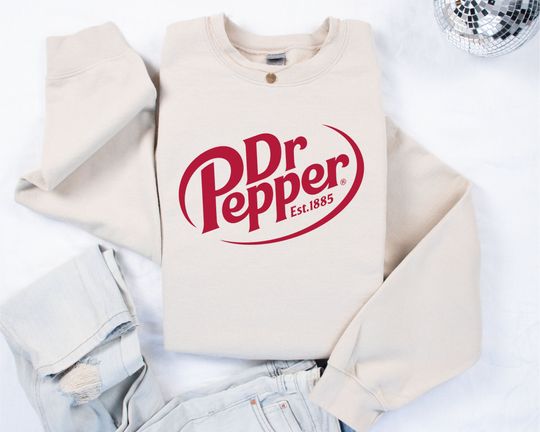 Discover Vintage Dr. Pepper Logo Sweatshirt Cute and Comfortable Sweatshirt Gift For Dr. Pepper Lovers Vintage Soda Logo Soda Logo Sweatshirt