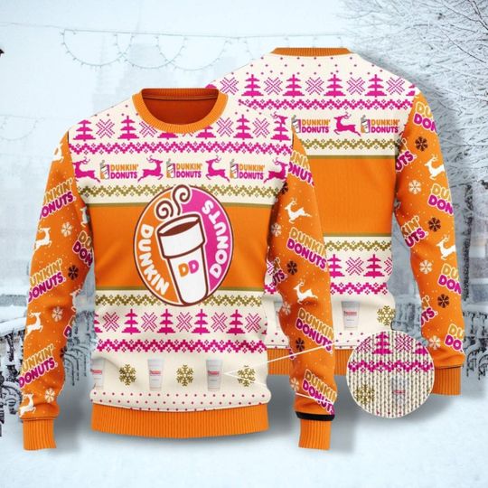 Dunkin Donuts Ugly Christmas Sweater, Dunkin Donut Shirts, Coffee Christmas Shirt, Dunkie Junkie Sweater, Holiday Xmas Christmas Gift
