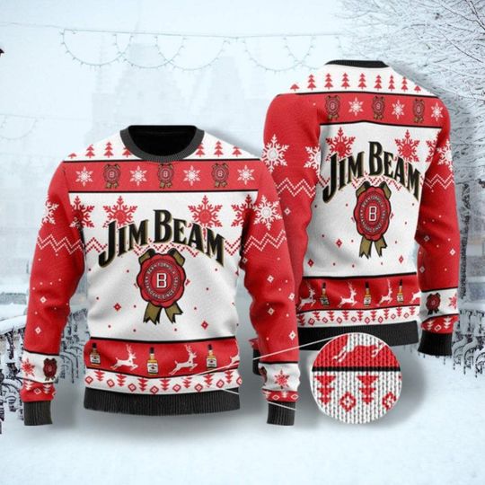 Jim Beam Whiskey Merry Christmas Sweater, Jim Beam Christmas Shirts, Drinking Party Shirt, Christmas Crewneck, Holiday Xmas Party Gift