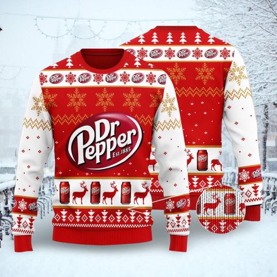 Dr Pepper Christmas Sweater, Dr Pepper Ugly Sweater, Sweaters For Women Man, Christmas Party Gift, Christmas 3D All Over Print Sweater