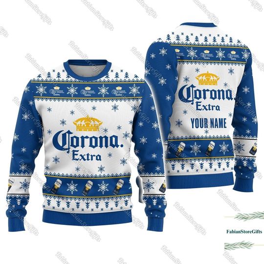 Corona Beer Christmas Ugly Sweater, Corona Beer Sweater, Drinking Party Gift, Personalized Sweater, Xmas Sweater, Corona Beer Shirt