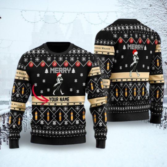 Johnnie Walker Ugly Christmas Sweater, Mens Drinking Shirt, Funny Whisky Sweater, Sweaters For Women Man, Xmas Christmas Gift Vacation