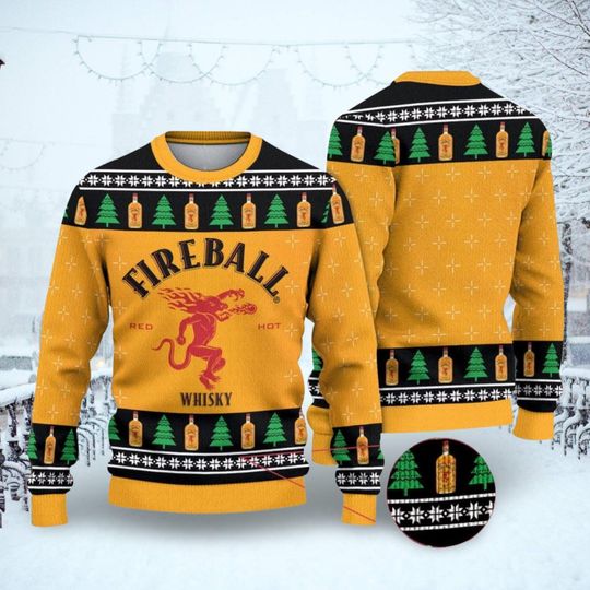 Fireball Whisky Ugly Christmas Sweater, Sweater For Men Woman, Fireball Christmas Sweater, Xmas Christmas Gift Vacation, Fireball Gift