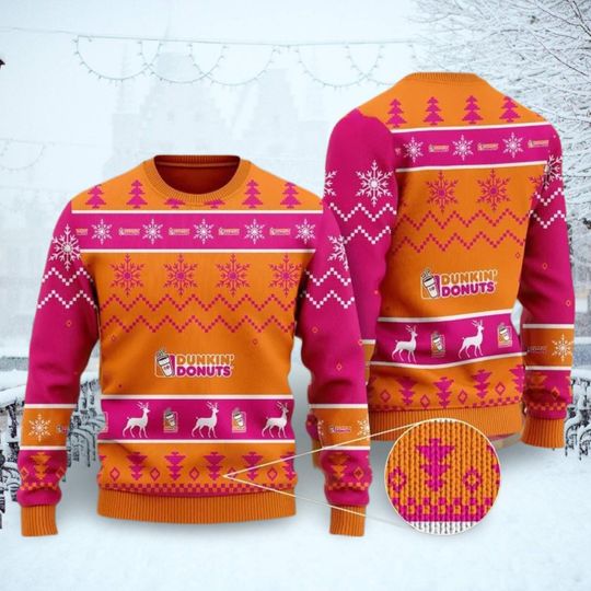 Dunkin Donuts Christmas Sweater, Dunkie Junkie Shirt, Coffee Christmas Shirt, Ugly Sweaters For Women Man, 3D All Over Print Sweater