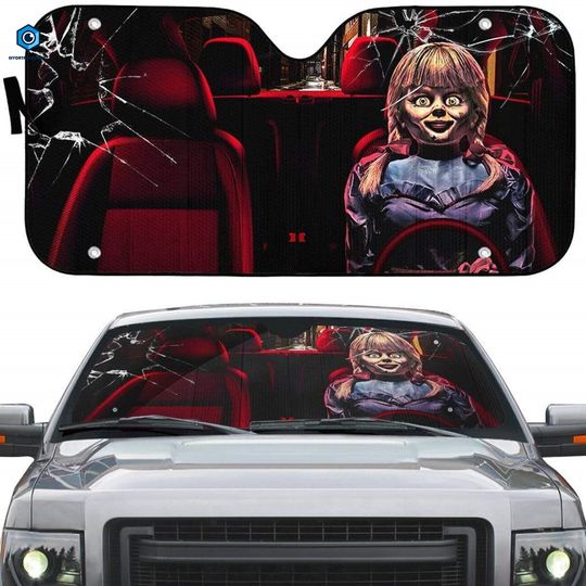 Annabelle Car Sunshade | Annabelle Horror Movie Car Auto Sunshade | Halloween Car Accessories | Car Windshield | Horror Movie Gift