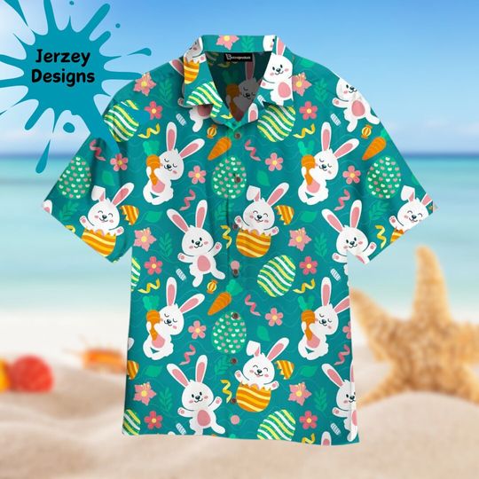 Bunny Easter Day Hawaiian Shirt Summer Beach Gift For Men Youth Dad Boyfriend Lover Best Gift For Party Valentine Birthday