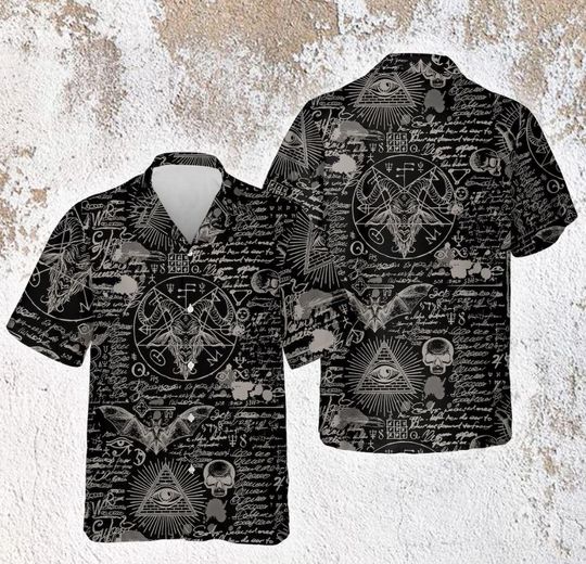 Discover Goth Hawaiian Shirt, Occultism Satanic Goth Shirt, Satan Hawaiian Shirt, Summer Hawaiian Shirt, Beach Shirt