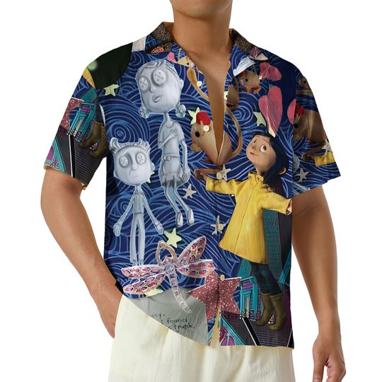 Discover Coraline Hawaiian Shirt, Coraline Hidden World Hawaii Shirt, Coraline Horror Movie Button Up Shirt, Cartoon Film Halloween Gift