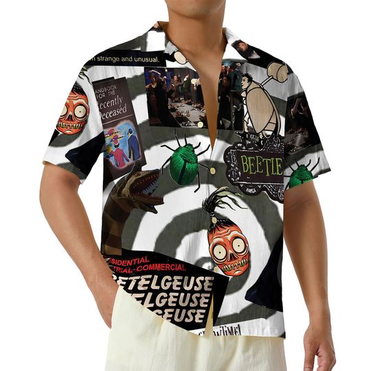 Discover Halloween Beetlejuiice Hawaiian Shirt, Beetlejuiice 2 Vintage Horror Button Up Shirt, Beetlejjuice 1988 Movie Hawaii Shirt