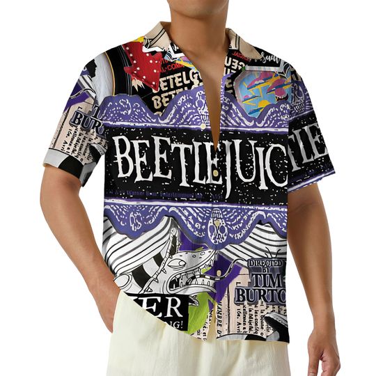 Beetlejuice Hawaiian Shirt, Beetlejuice Sandworm Never Trust the Living Tee, Halloween Beetlejuice Button Up Shirt, Beetlejuice Fan Gift