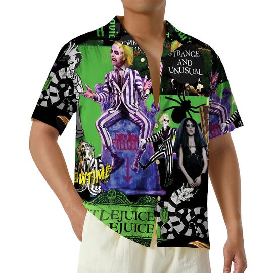 Beetlejuice Halloween Hawaiian Shirt, Adult Horror Button Up Shirt, Halloween Horror Friend Hawaii Shirt