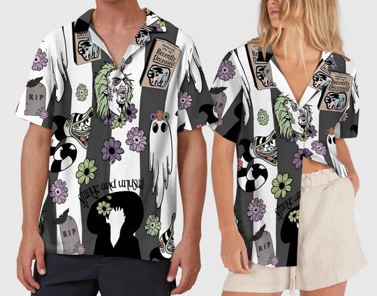 Beetlejuice Funny Halloween Hawaiian Shirt, Beetlejuice Shirt, Beetlejuice Snake, It's Show Time Horror Movie Button Up Shirt
