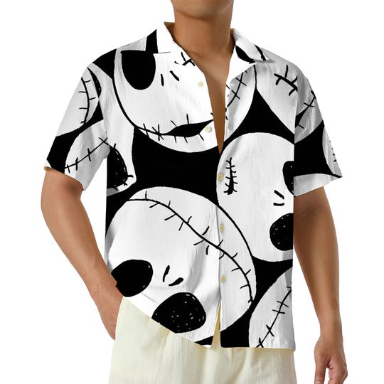 Jack Skellington Hawaiian Shirt, Nightmare Before Christmas Hawaii Shirt, Disney Halloween Party Button Shirt, Spooky Season Tee