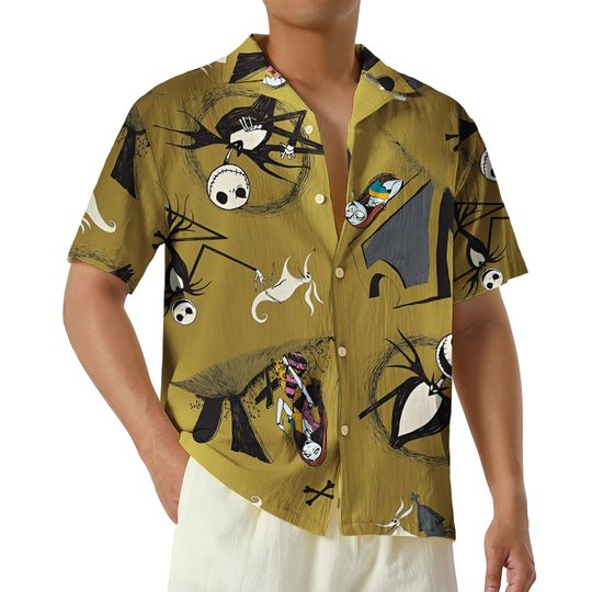 Discover Halloween Jack Sally Hawaiian Shirt, Nightmare Before Christmas Aloha Shirt, Jack Skellington Hawaiian Shirt, Disney Halloween Shirt