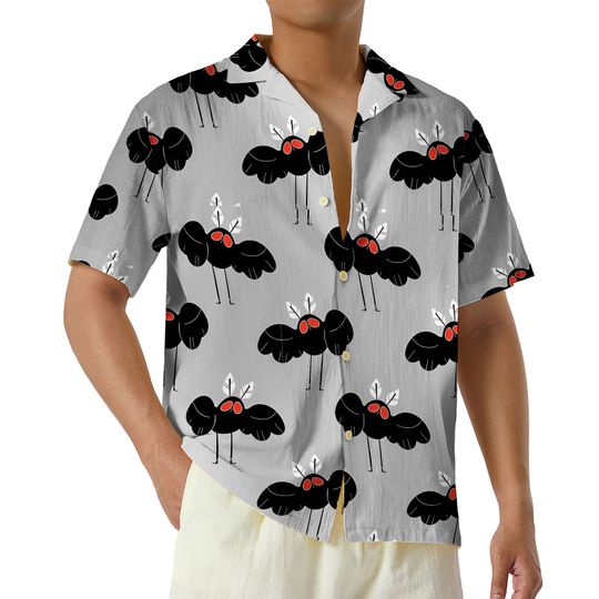 Discover West Virginia Mothman Hawaiian Shirt, Spooky Cryptid Button Up Shirt for Halloween, Paranormal Enthusiasts, Horror Fans Gift