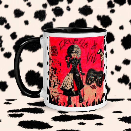 Discover Cruella De Vil Mug / Emma Stone / riot grrrls / fashion designer / Soft goth / punk girl / retro alternative grunge gift / Collage