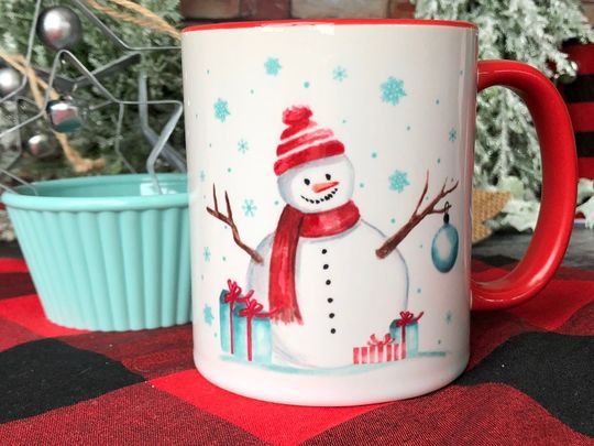 Discover Red Aqua Snowman Coffee Mugs, Christmas Coffee Cup, Coffee Mugs, Funny Christmas Gift,  Christmas Coffee Mug, Christmas Coffee Cups