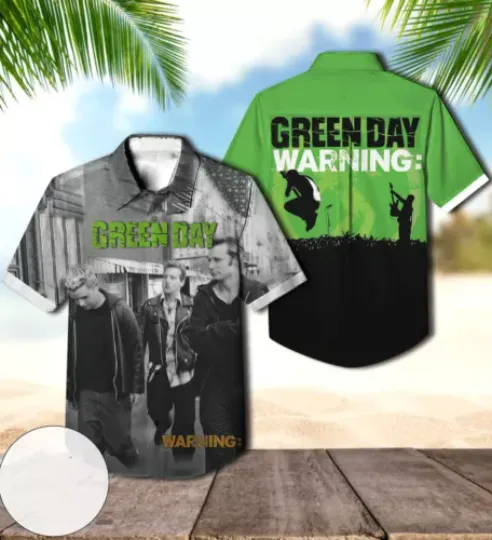 Green Day Warning Album Cover Hawaiian Shirt, Rock Band T Shirt