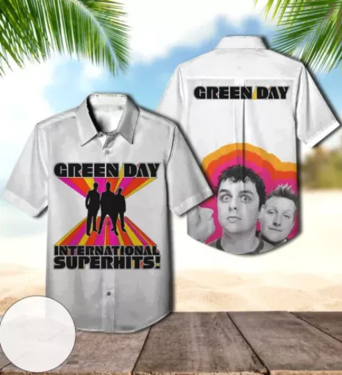Green Day International Superhits Album Cover Hawaiian Shirt