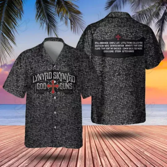Lynyrd Skynyrd God Guns Hawaiian Shirt  Unisex  Shirt