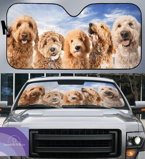 Discover Goldendoodle Car Sunshade, Goldendoodle Auto Sunshade, Goldendoodle Dog Car Shade, Car Windshield Cover, Sun Visor Car, Dog Lover Gift