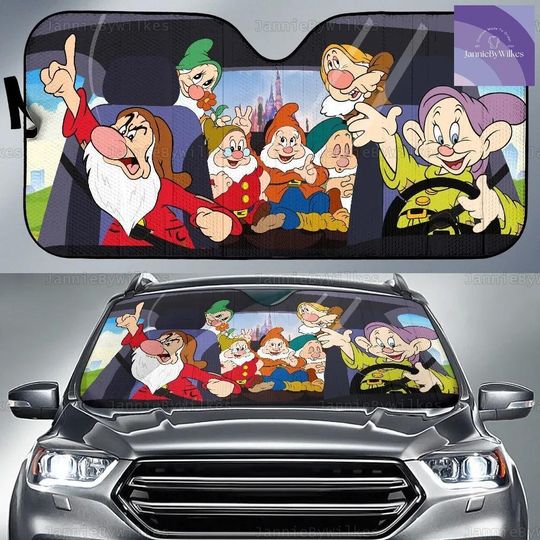 Halloween Seven Dwarfs Car Sunshade, Disney Dwarfs Auto Sun Shades, Car Shades For Windshield, Snow White Sunshade, Car Accessory